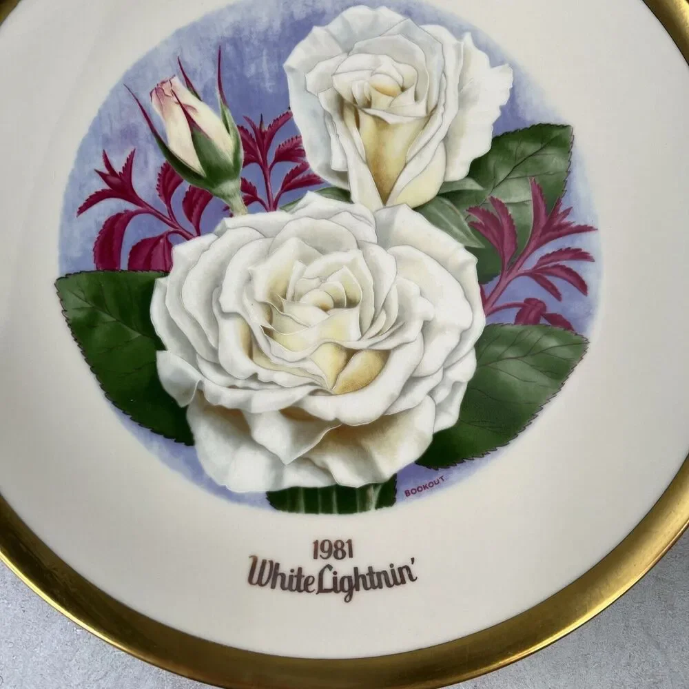 1981 WHITE‎ LIGHTNIN' American Rose Society Plate 2594- 9800